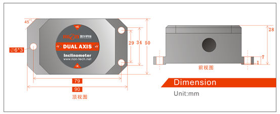 Sensor del inclinómetro del nivel de la alta exactitud, sensor del ángulo de elevación del auge, alto sensor del control del ángulo de la frecuencia de la respuesta